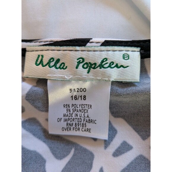 Ulla Popken Dress Women's 16/18 Abstract Black White Print A-line Stretch Career - Picture 3 of 11